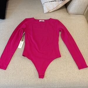 Babaton Hot Pink long sleeve bodysuit